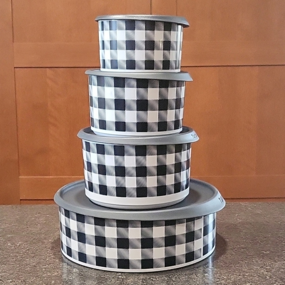 Tupperware Buffalo Plaid 4-pc Canister Set